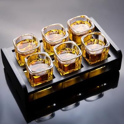PARACITY 6-Pack Shot Glasses Set and Glasses Holder, Cool Shot Glasses 2 oz, Tequila Shot Glasses with Heavy Base, Gift for Men, Father's Day Gift