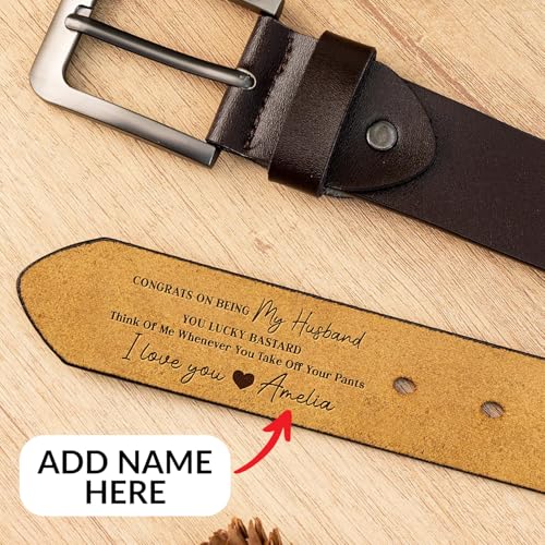 Personalized Congrats On Being My Husband Belt - Custom Engraved Leather Belts Gift For Husband on Father's Day, Christmas Gift for Him, Boyfriend2