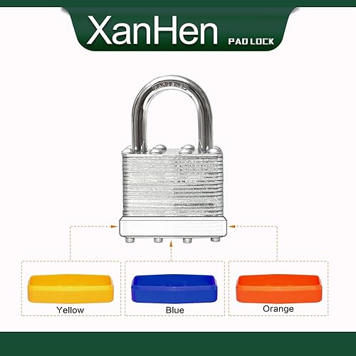 Miniatura 5 de Candados de acero laminado resistente con llave, cerraduras iguales con llave, candados de grillete largo, XanHen, cuerpo ancho de 1-916 pulgadas