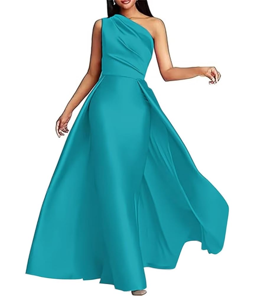 marmaid.no.1 One Shoulder Satin Bridesmaid Dresses for Women Floor Length