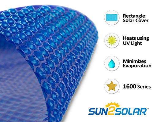 Sun2Solar Blue 12-Foot-By-28-Foot Rectangle Solar Cover | 1600 Series | Heat Retaining Blanket For In-Ground And Above-Ground Rectangular Swimming Pools | Use Sun To Heat Pool | Bubble-Side Down #TOP1