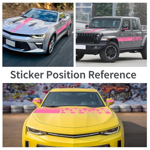 Image of YAMUDA Racing DIY Body Sports Car Decal Side Skirt Front Cover Rear View Mirror Suitable for All Models 5 PCS (Pink)