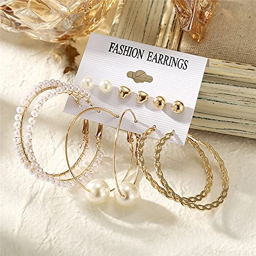 Image of Shining Diva Fashion Stylish Combo Design 6 Pairs Metal Earrings for Women and Girls (F12787er)
