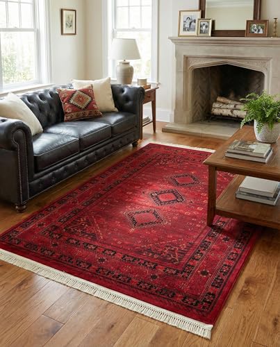 Alfombra decorativa Rugs.com 5' x 8' roja rectangular