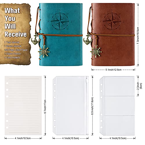 Leather Journal Notebook, Vintage Refillable Journals For Women Men, Ruled Notebooks For Diary, Planner, Notes, Travel Journals To Write In For Kids, Writing Journals Pack Gift, Teal And Brown #TOP1