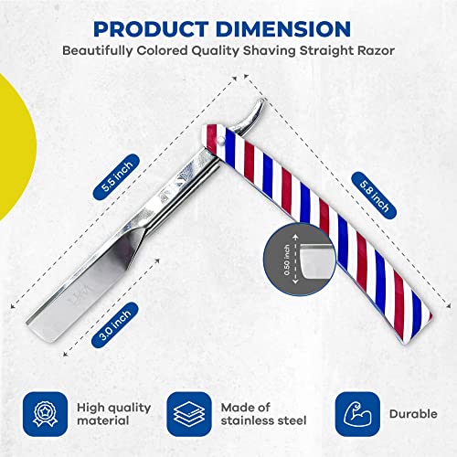 Barber Straight Razor Kit | Stainless Steel | Professional Barber Folding Straight Edge Razor | Shavette Men's Shaving Kit (Red, White, Blue), Pack Of 1 #TOP5