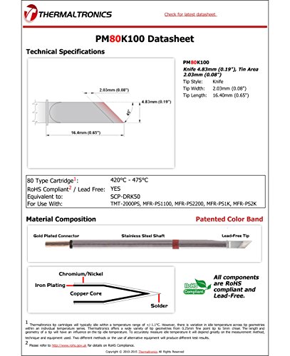 Image of Thermaltronics PM80K100 Knife 4.83mm (0.19in), Tin Area 2.03mm (0.08in) interchangeable for Metcal SCP-DRK50