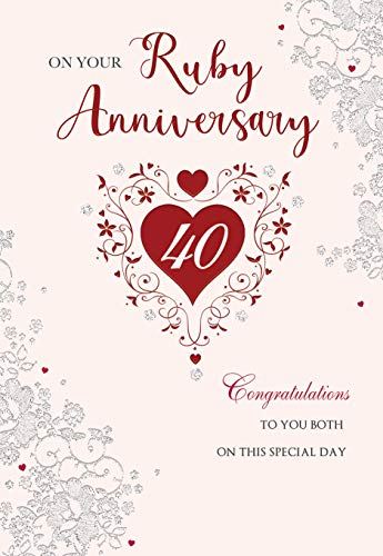 Classic On Your Annivesary Card Ruby 40 Years - 9 x 6 inches - Regal Publishing