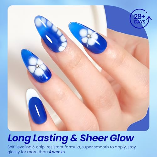 Image of beetles Royal Blue Gel Nail Polish - 15ml Neon Blue Gel Polish Soak Off UV LED Needed Nail Art Summer 4th of July Nails Manicure Salon DIY Design at Home Gifts for Woman