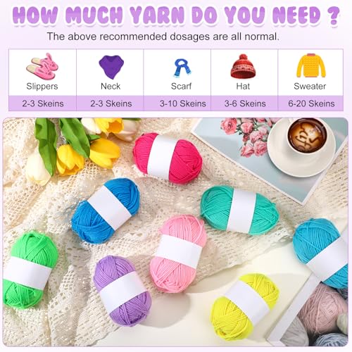 Image of Coume 36 Skeins Polyester Yarn for Crocheting Bulk, 50 g Each, 18 Colors