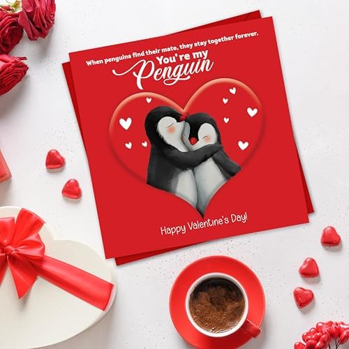 Happy Valentines Day Card – You're My Penguin – Eco-Friendly 15x15 cm – Valentines Card for him, Valentines Card Wife, her, Husband, or Fiancé – Premium 350 GSM – Made in the UK - View 8