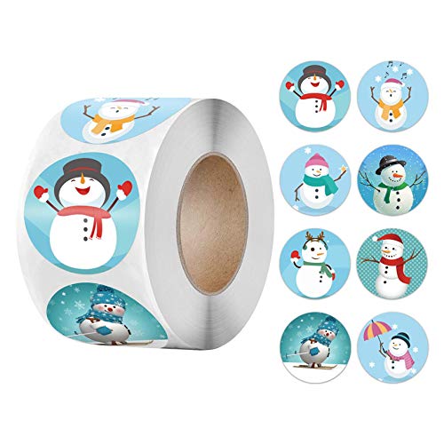 Christmas Stickers,Christmas Roll Pack Sticker, 500 Pieces Round Adhesive Labels for Cards Envelope Gift Boxes Decorative Sealing Stickers,Holiday Wedding Party Favors Supplies (A)