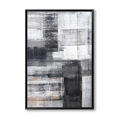 Lienzo abstracto gris y blanco de 50x70cm para decorar un salón minimalista moderno y luminoso 3