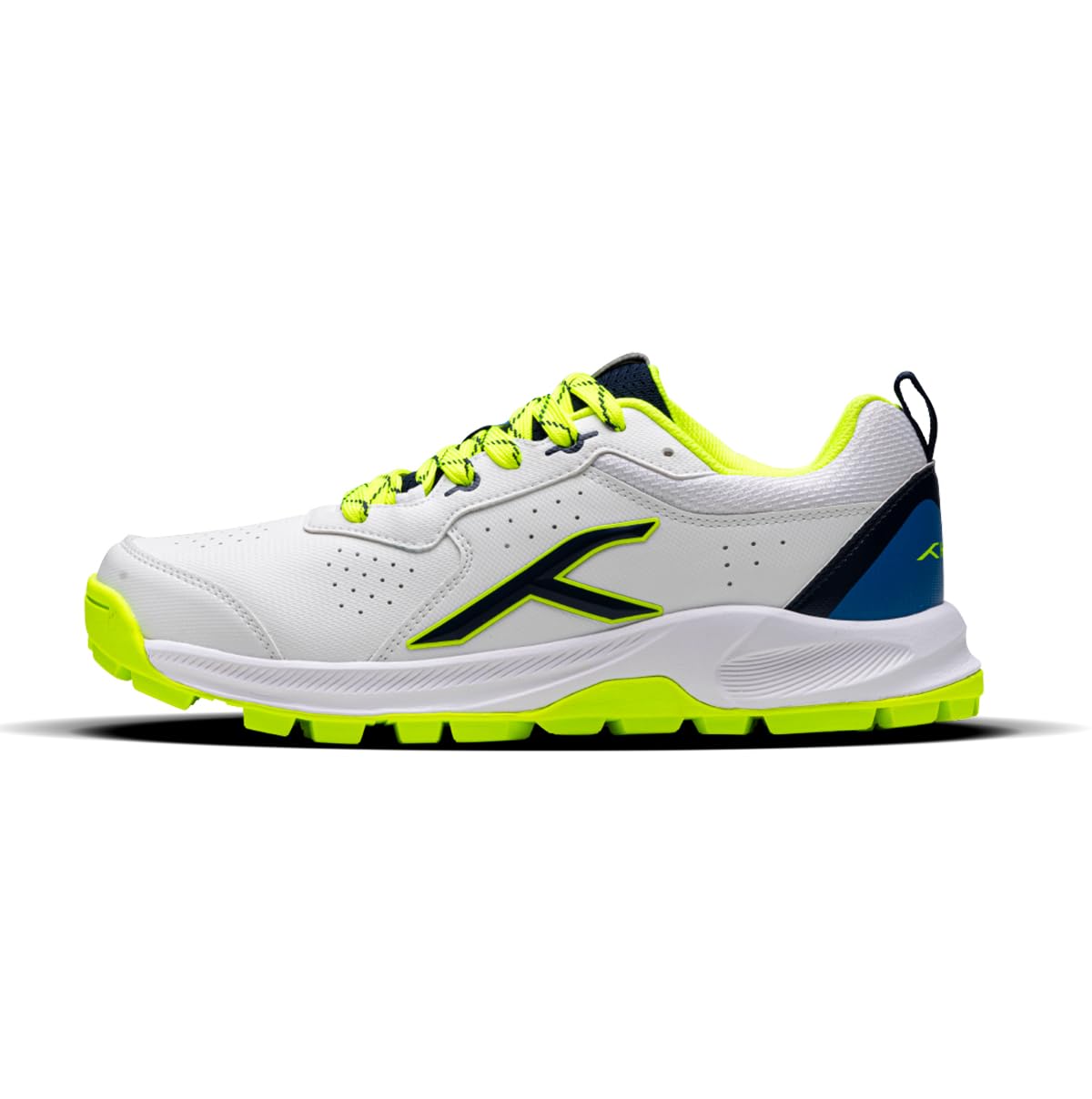 Hundred HyperDrive Cricket Shoes | TerraSpike Rubber Studs | Embedded Support Plate for Stability | Lightweight & Durable | Ideal for Turf, Ground & Hard Surfaces (White/Lime/Blue ; UK 5) (B0D53JT7T2) Amazon Price History, Amazon Price Tracker