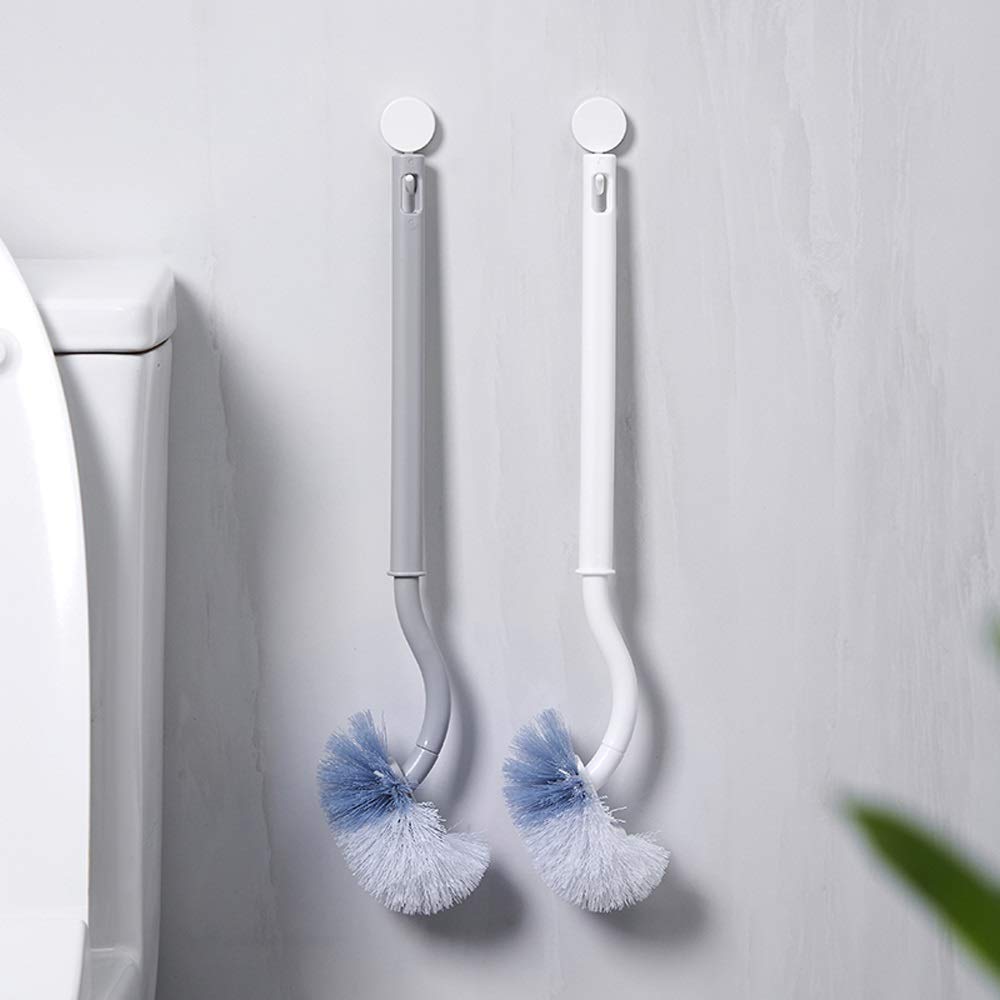 Nff Cepillo De Baño Y Soporte, Juego De Cepillo De Inodoro Montado En Pared Sin Golpe, Mango Largo 360 ° Sin Ángulo Muerto Cepillo De Inodoro Suave 44x16.5cm (Color : A)