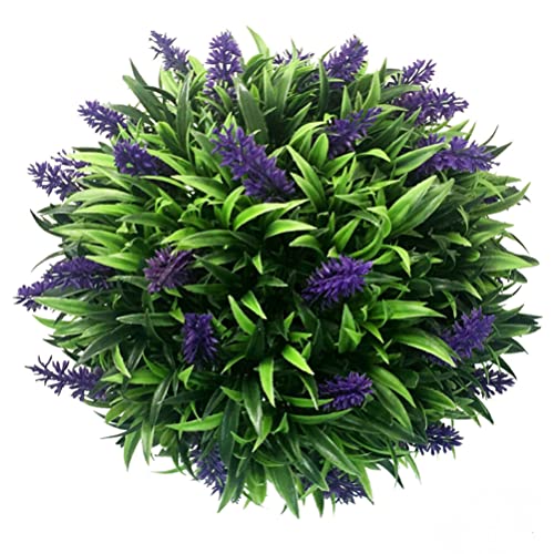 MAGICLULU Lavender Bouquet 30cm Artificial Lavender Ball Artificial Plant Topiary Balls Faux Boxwood Decorative Balls Resistant Artificial Topiary Ball for Backyard Balcony Garden