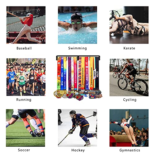 Goutoports Medaillenhalter Display Aufhänger Rack Rahmen für Sport Race Runner Race Medaillenaufhänger Halter Stabile Schwarz Stahl Metall über 60 Medaillen Einfache Montage