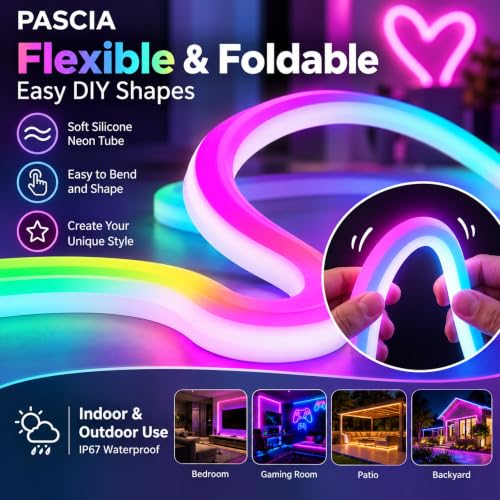 Image of neon Patti Light Colour Changing Room Decoration Gaming Setup led Ribbon Mood Lighting Bedroom sajawat wali Light Party Illumination Aesthetic Streamer Custom Signage Gamer Desk ambiance