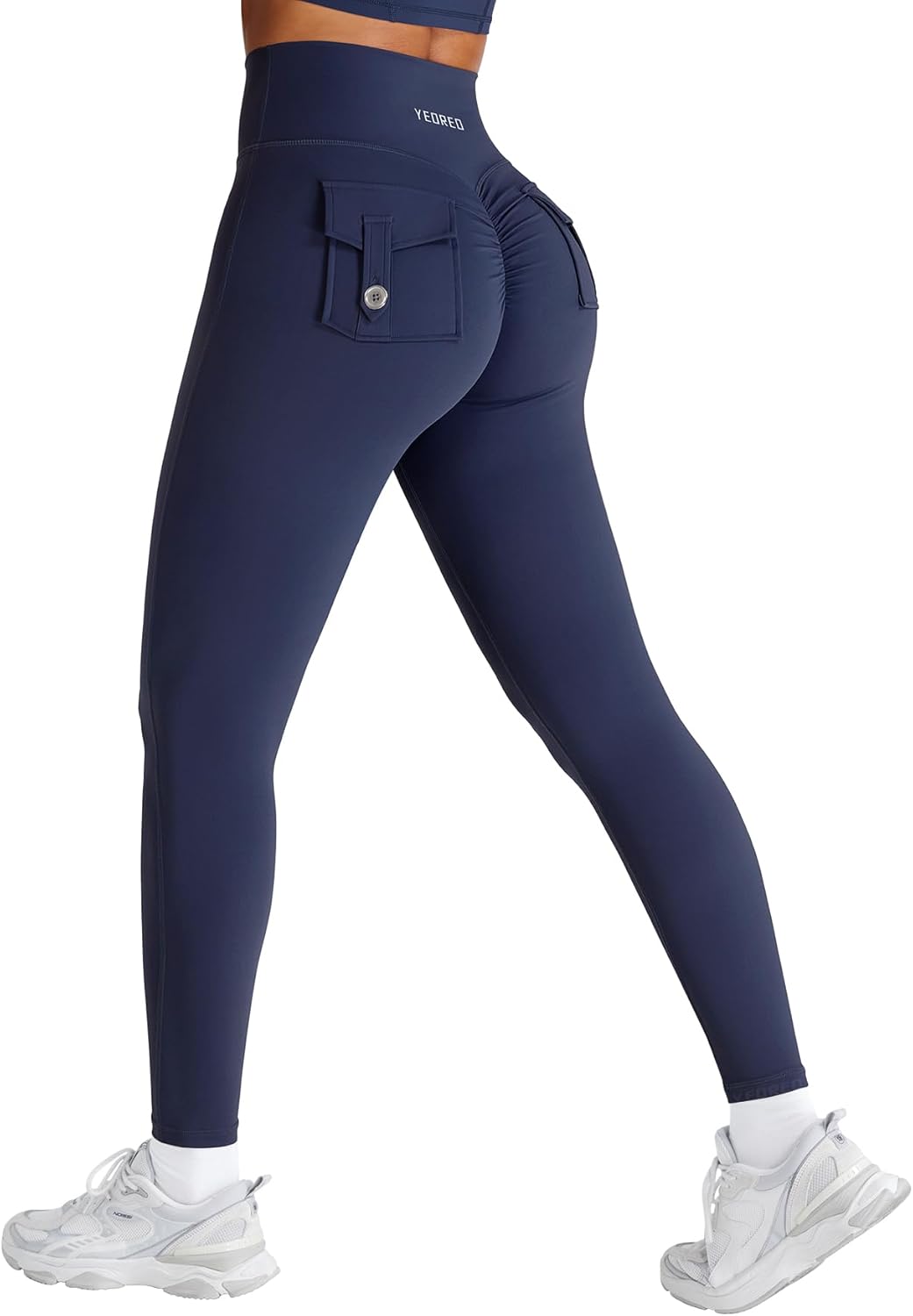 YEOREO CoreFlex Workout Scrunch Leggings for Women Cargo Pockets High Waisted Gym Leggings Yoga Pants