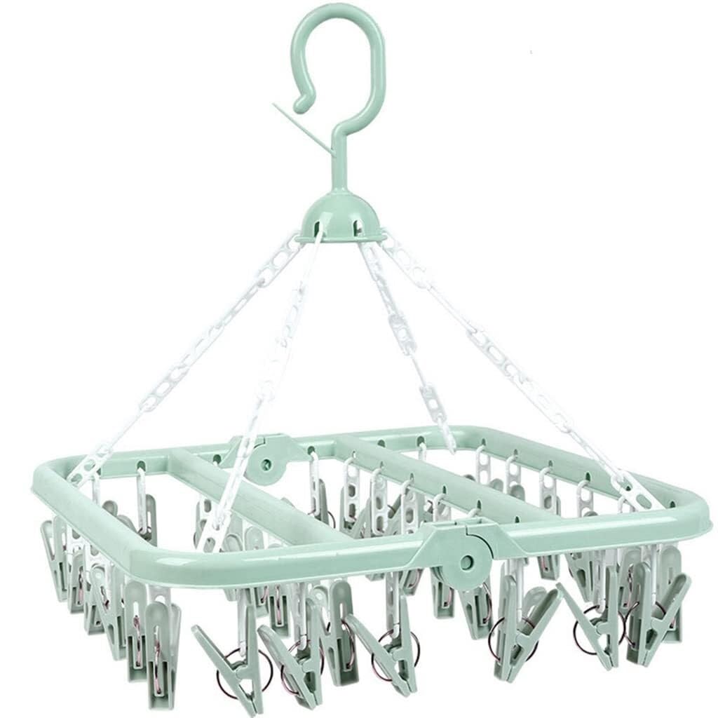 Séchoir à linge pliable et étendoir à chaussettes avec clips coupe-vent