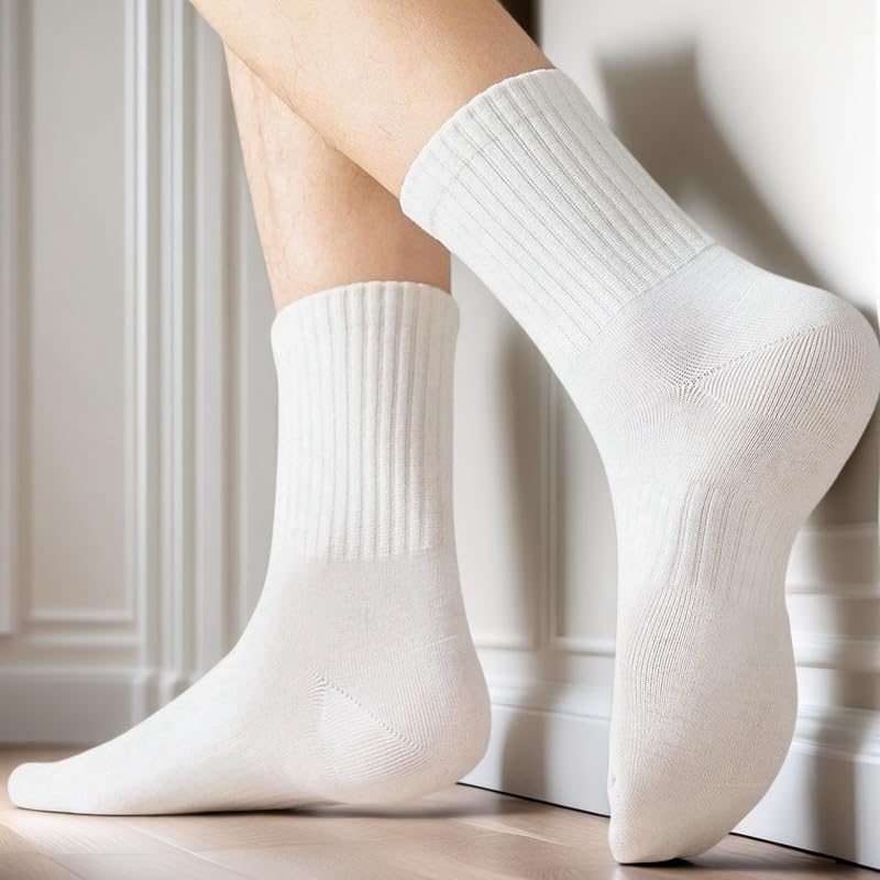 Unisex Ultra-Soft Cotton Crew Socks 7-Pairs Pack – Breathable Athletic Casual Socks for Workout & Everyday, Non-Slip Cushioned Mid Calf Multi-Color Pack (Fits Men 8-10/Women 6-12)"3