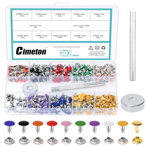 Rivets M8 à double capuchon Cimeton kit de 300 pièces en 4 couleurs avec outils