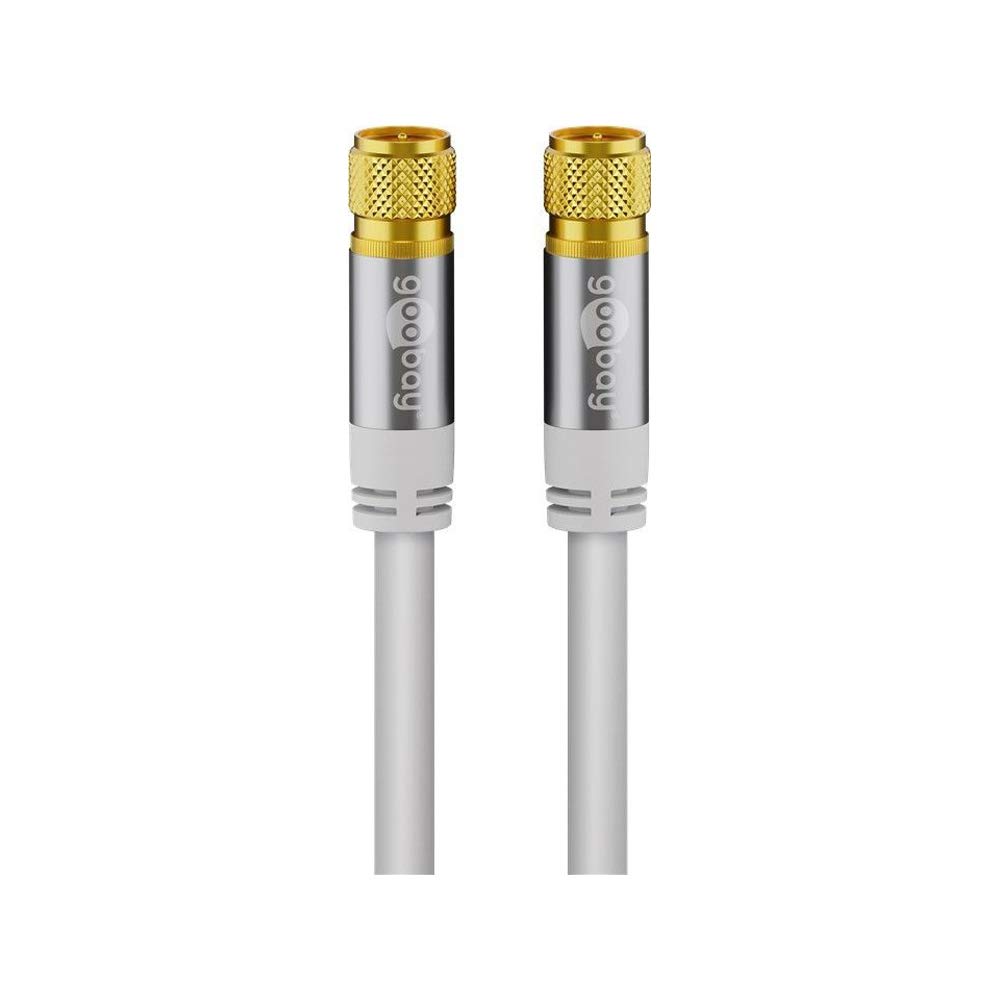 goobay 70600 135dB 75 Ohm Satellite Cable with F Connector for DVB-S Receiver, 2 m, White