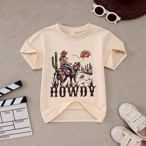Howdy Shirts Toddler Baby Boys Rodeo Cowboy T-Shirt Western Retro Graphic Summer Tees Short Sleeve Tops4