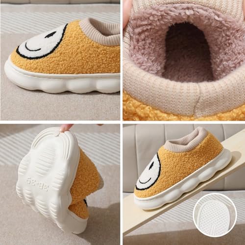 KEYUSHOP Retro Smile Face Slippers for Women Men Cartoon Happy Face Slippers Winter Warm Fuzzy House Shoes, EVA Sole & Cozy Soft Plush Preppy Slipper Indoor Outdoor2