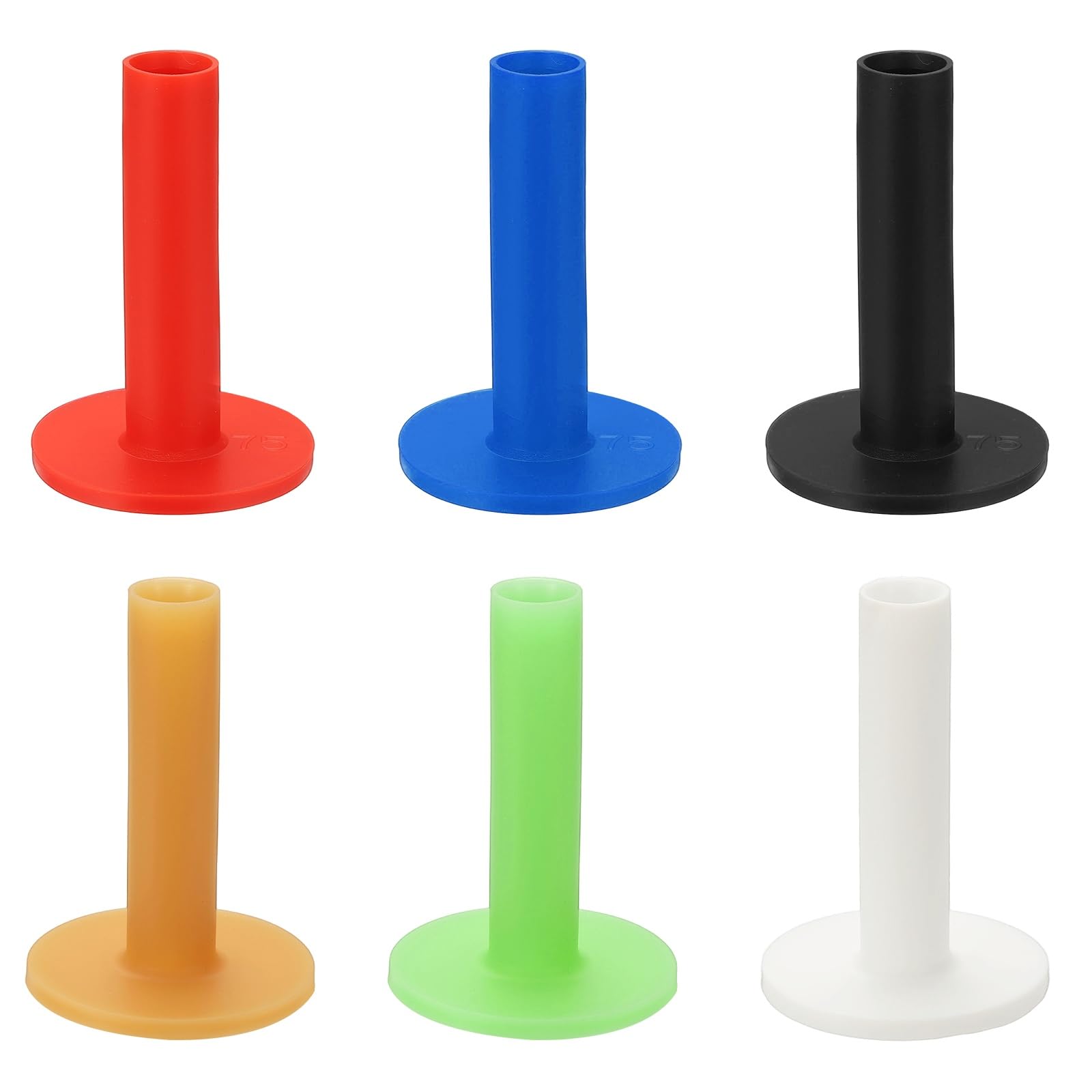 YELARXI Rubber Golf Practice Tee, Driving Tee 3 Inch & 6 Pack & Rubber & 6 Colors-Fitting for (Indoor/Outdoor/Golf Hitting Mats/Courses/Backyards/Lawns)