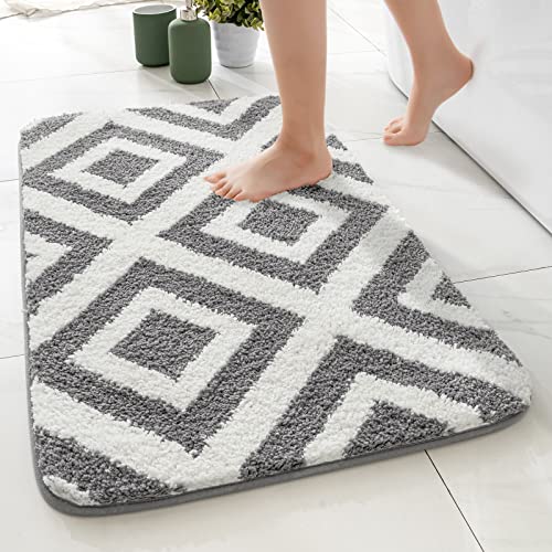 MIULEE Badematte rutschfest Gitter Badezimmerteppich Mikrofaser Geometrischer Teppich saugfähiger...