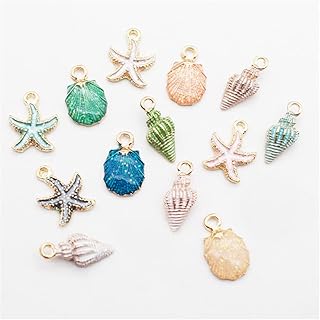 TERRIFI 28Pcs Sea Animal Charms Assorted Enamel Sea Shell Dangle Flowers Pendants for Diy Enamel Necklace Bracelets Keychain Jewelry Pendants Charms Decorations