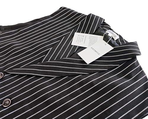 GATMSTZ Men Formal Double Breasted Pinstripe Groom Vest Slim Business Waistcoats(Black,XXXL)4