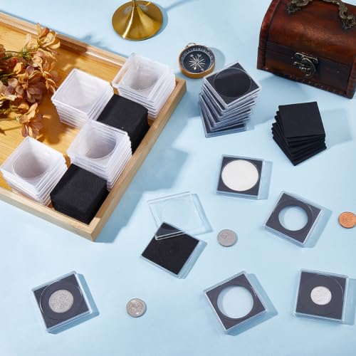 Set 40 cápsulas transparentes para monedas con gomas negras miniatura 4