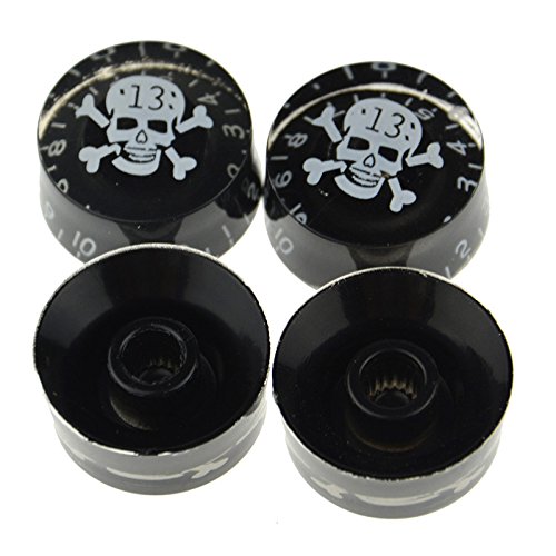 Swhmc 4PCS Guitar Speed Control Knobs Skull Tone Volume Buttons Compatible with Les Paul LP Style Electric Guitar
