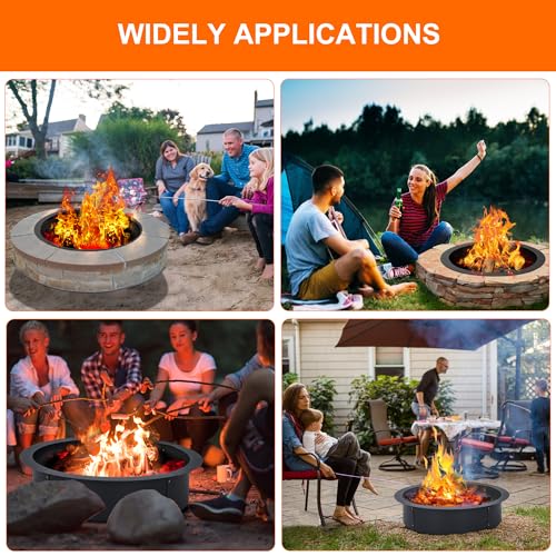 Fire Pit Ring for Outside Fire Pit, 36" x 30" x 10" Firepit Ring 2.5MM Steel Heat-Resistant Large Bonfire Fire Pit Insert Round, Above or In-Ground Fire Pit, for Camping Garden Backyard