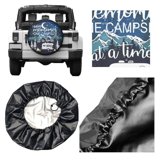 Image of Making Memories One Campsite Spare Tire Cover-Cute Funny Waterproof Universal Spare Wheel Tire Covers Fit for Rv SUV Truck Camper Travel Trailer Accessories,16 inch