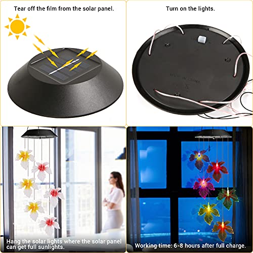 Image of Toodour Solar Wind Chimes, Color Changing Maple Leaf Wind Chime, LED Mobile Wind Chimes, Waterproof Outdoor Wind Chime Lights for Garden, Patio, Party, Window, Thanksgiving