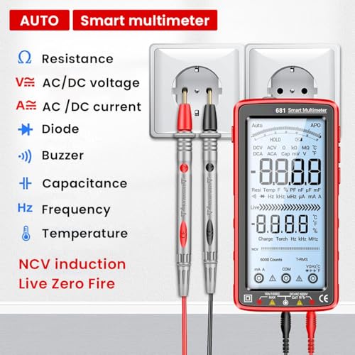 Image of Serplex Digital Multimeter Tester Auto-Ranging TRMS 6000 Counts Voltmeter Smart USB Rechargeable Meter Measures AC /DC Current /NCV /Voltage /Ohm /Amp /Resistance /Diodes /Countinuity /Capacitance /Temperature