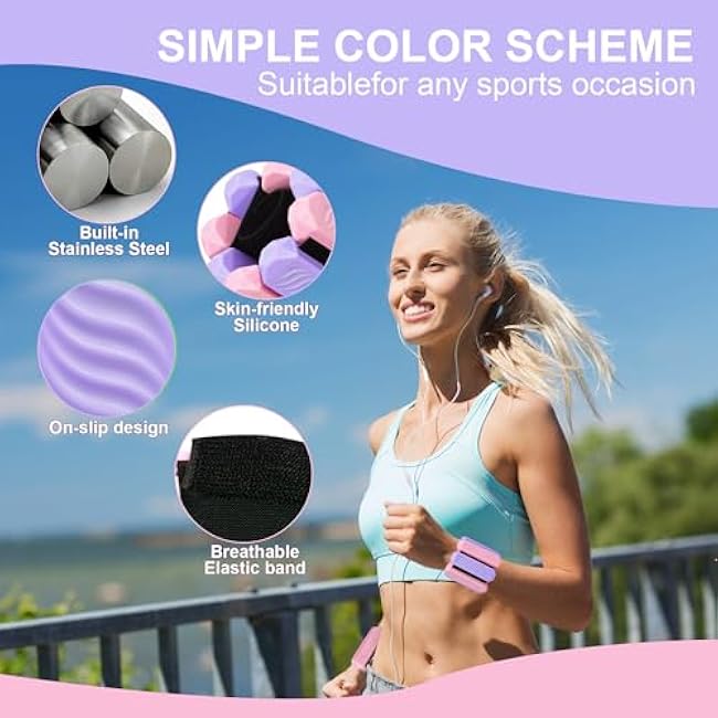 Ankle and Wrist Weights for Women, Adjustable Weights Set of 2 (1Lb Each), for Walking, Yoga, Dance, Gym