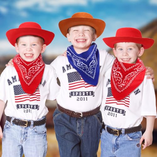 Coume 24 Pieces Cowboy Hats and Bandanas, Brown, Red - image 7