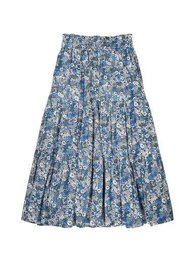 Image of Maxi Skorts Skirt for Girls Button Front High Waisted Long Skirt with Belt Ruffled Skirts with Pocket 3-12Years