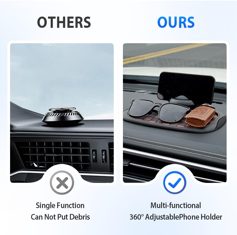 npcluo Multi-Function Car Anti-Slip Mat, 2025 New Car Dashboard Phone Holder Mat, Extra Large Pad with Rotatable Cellphone Stand, Portable Car Cellphones Holder Mat for Drivers to Put Gadgets (Brown)