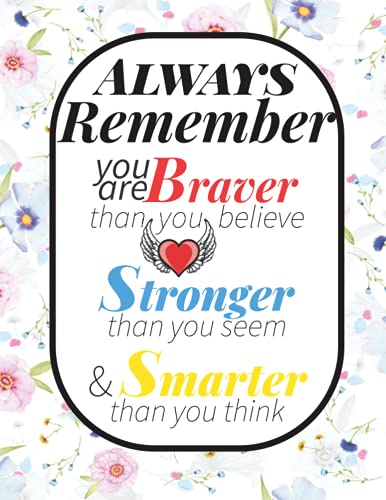 Always Remember You are Braver than you believe - Stronger than you seem & Smarter thank you think: being strong gifts for women, Always remember you are braver, staying strong Quotes journal notebook
