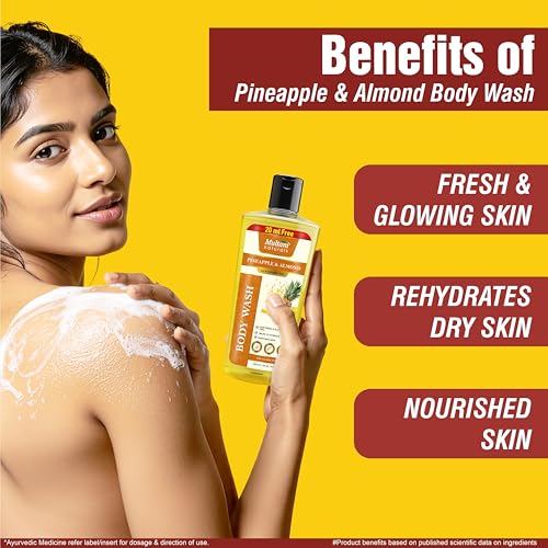 Image of Multani Naturals Pineapple & Almond Body Wash | Refreshing Herbal Body Cleanser for Men & Women | Nourishing, Paraben & Sulphate Free | Suitable for All Skin Types (270ml)