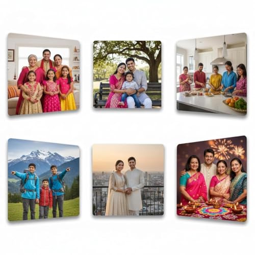 Image of Customized Photo Fridge Magnets Set of 6 - 5x5 cm Metal Magnet | Personalized Picture Magnets for Fridge, Kitchen, Office | Custom Gift for Birthday, Anniversary, Home Decor