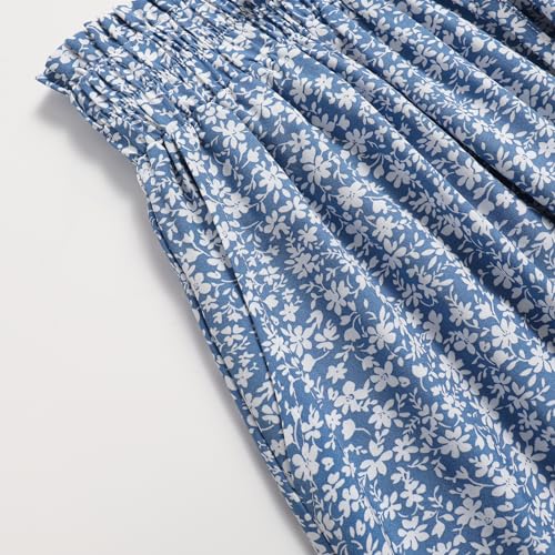 Generic Women's Floral High-waisted Skirt Elastic-waisted Casualt with Pockets Summer and Fall Beach Dress4