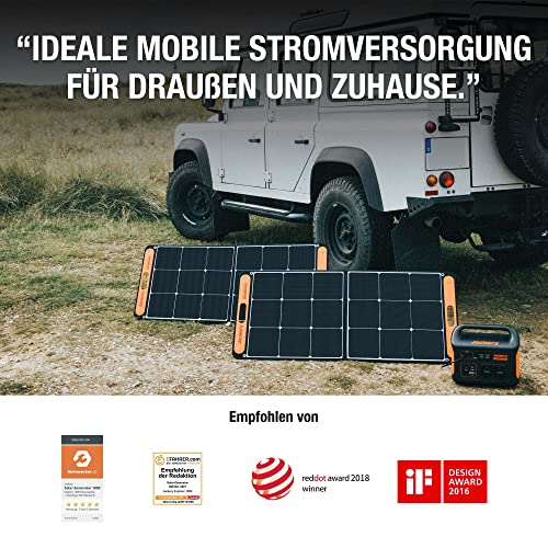 Jackery Solargenerator 1000, 1002WH Tragbare Powerstation mit 2* SolarSaga 100W Solarpanels, 2*230V 1000W AC Steckdose mobile Stromversorgung für Wohnmobil Outdoor, Heimwerken und als Notstromaggregat