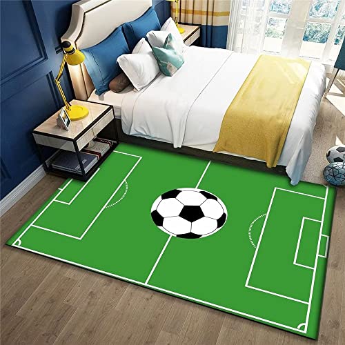 RUGMRZ Kinderzimmer Teppiche Bettvorleger Schlafzimmer Salon Teppich Grün Minimalist Isches Fußballplatz Muster Teppich Restaurant Anti-Milben Grün 160X200Cm Home Teppich Outdoor 5Ft 3''X6Ft 6.7'' Cover
