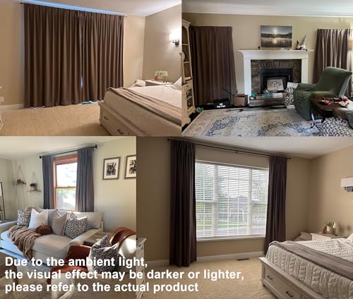 Image of Vision Home Brown Pinch Pleated Full Blackout Curtains Linen Blended 60 inch Wide Thermal Insulated Window Panels 90 inch for Bedroom Living Room Darkening Pleat Drapes with Hooks Back Tab 60 inch Wx90 Lx1